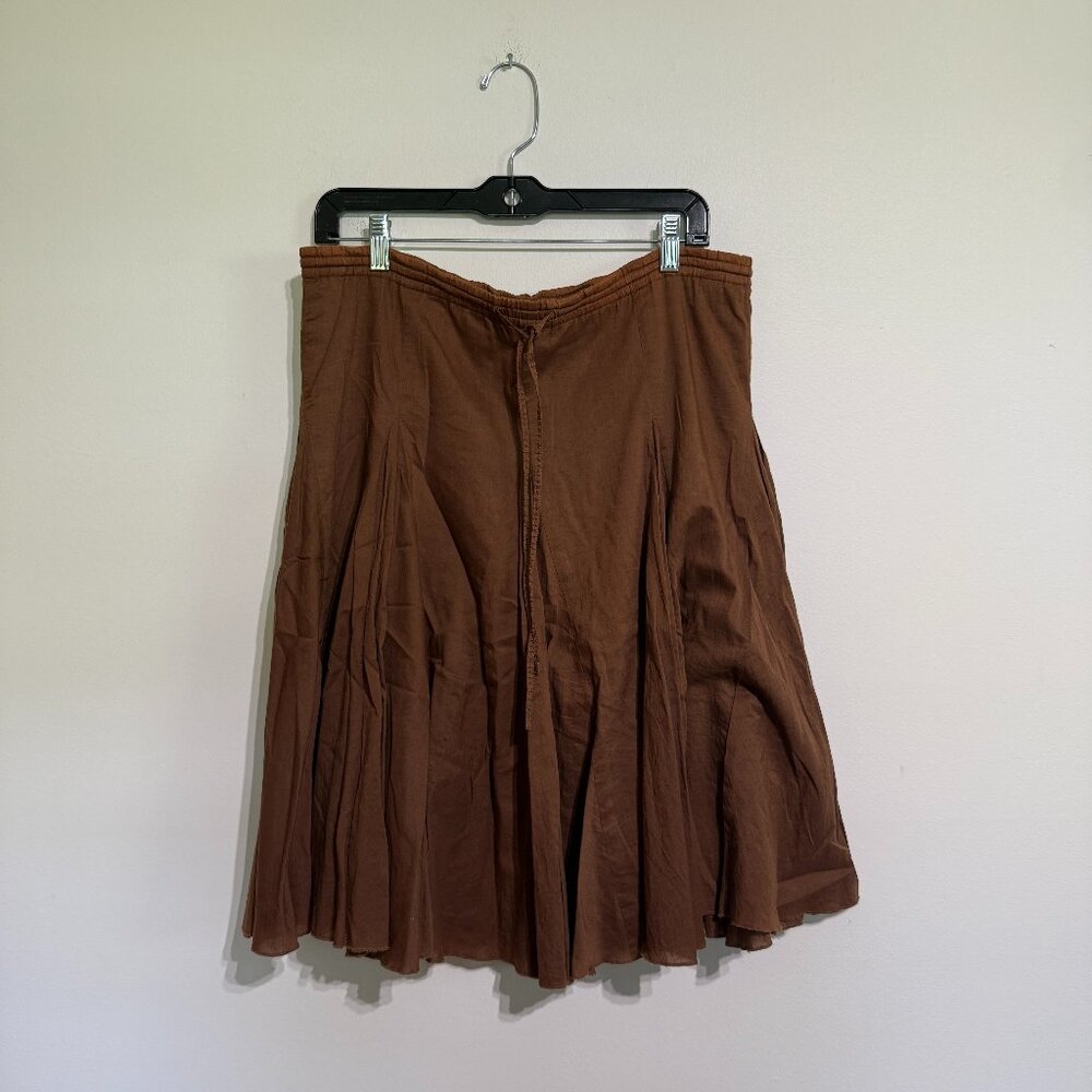 Banana Republic Brown Cotton Drop Waist Flowy Midi Skirt, Size 10